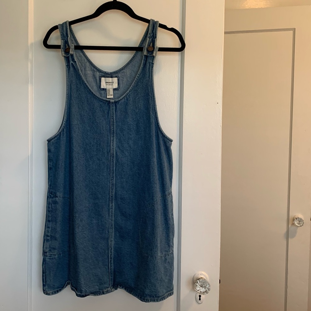 Forever 21 Overall Denim Jumper Dress